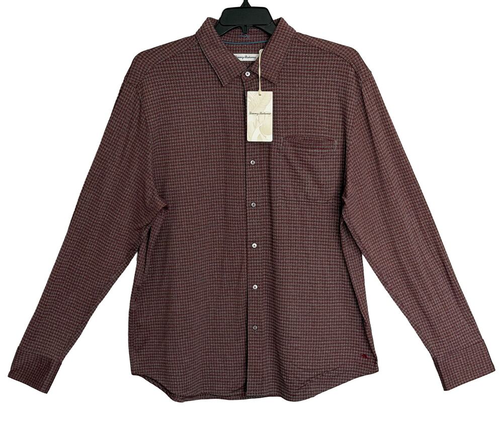 Tommy Bahama Shirt Men's XXL "San Sebastian Check" Shirt Pinot Noir NWT